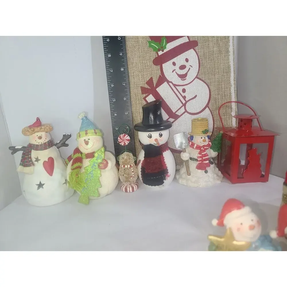Large Lot New& Vintage Snowman Themed Christmas Decor Hallmark, Selvestri & more